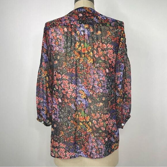 Bellatrix | floral long sleeve Blouse Small , tie neck, multicolored - Picture 3 of 11